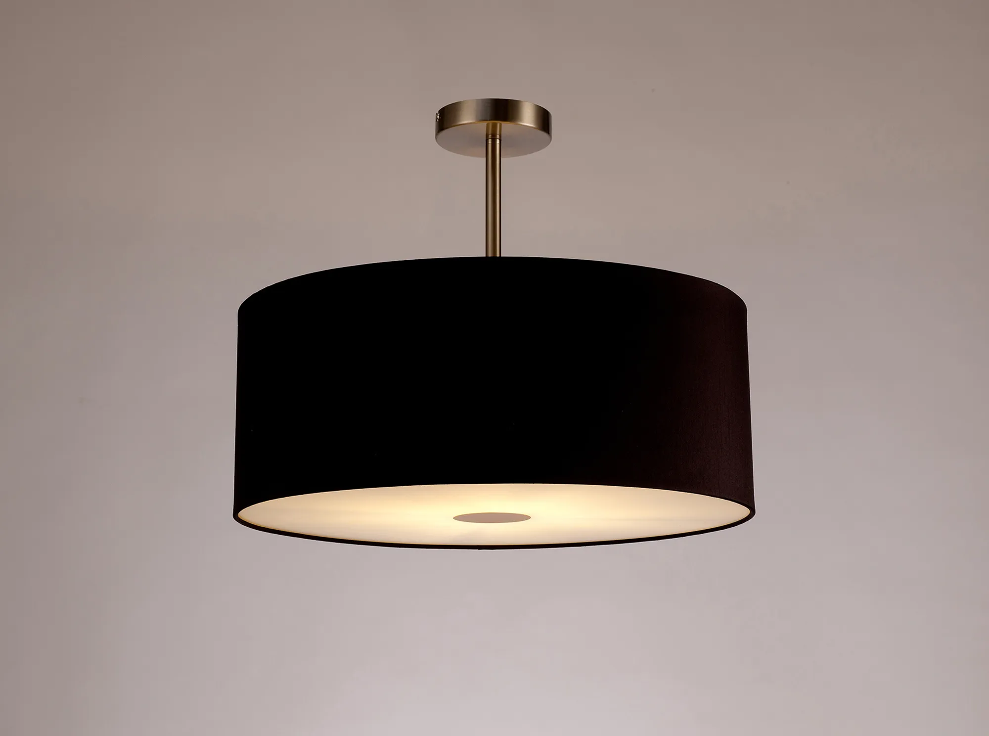 Baymont 50cm Semi Flush 1 Light Satin Nickel, Midnight Black/Green Olive, Frosted Diffuser DK0267  Deco Baymont SN BL/GR